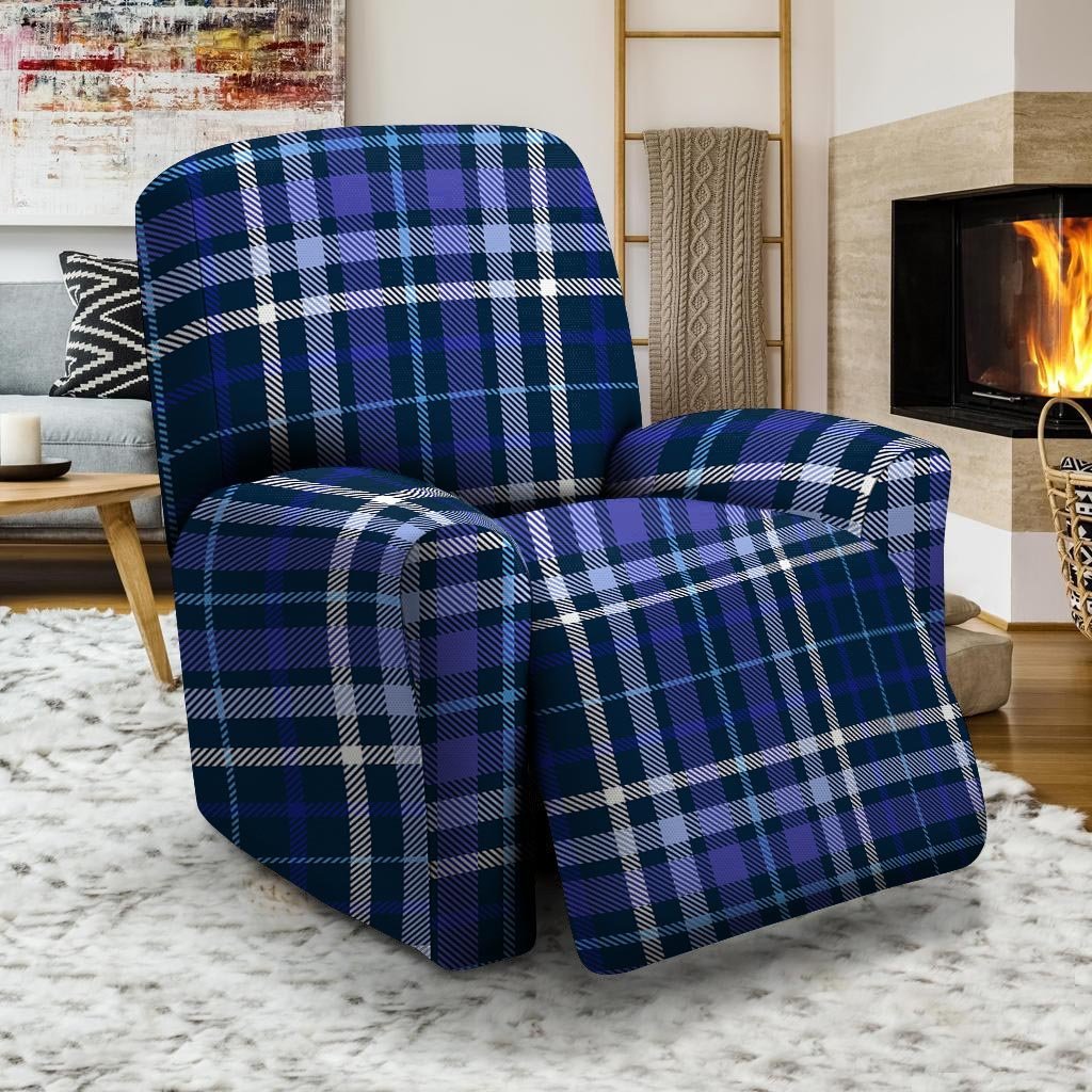 Blue Plaid Tartan Recliner Cover-grizzshop