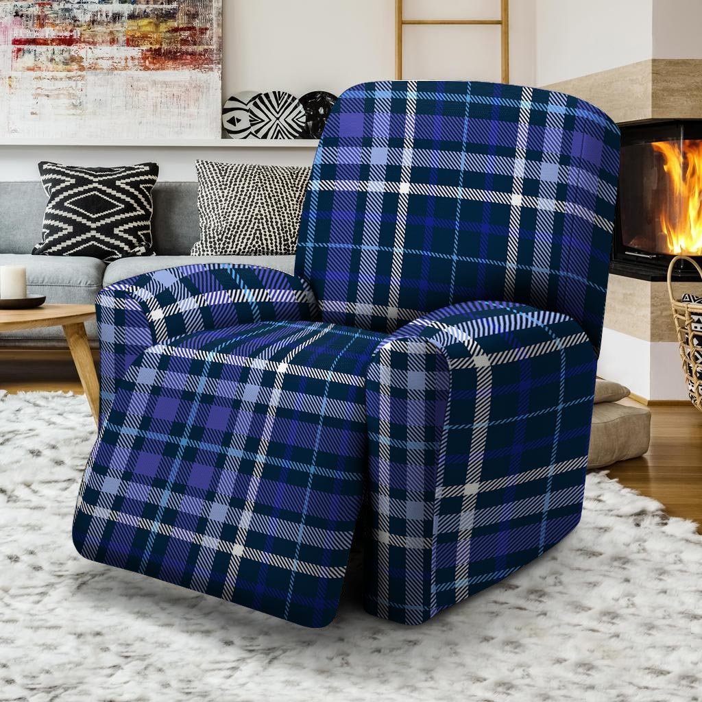 Blue Plaid Tartan Recliner Cover-grizzshop