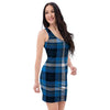 Blue Plaid Tartan Scottish Bodycon Dress-grizzshop