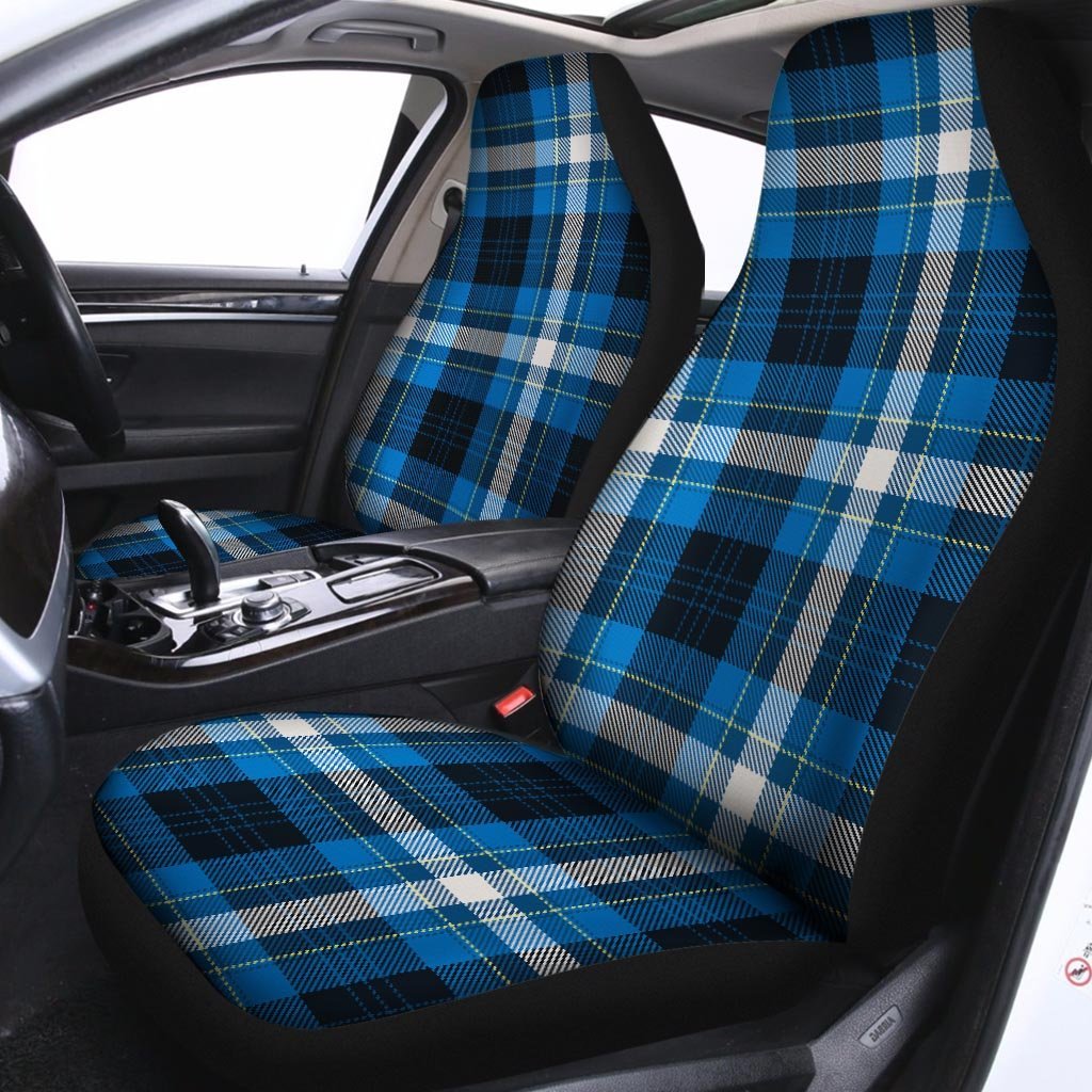 Blue Plaid Tartan Scottish Car Seat Covers-grizzshop