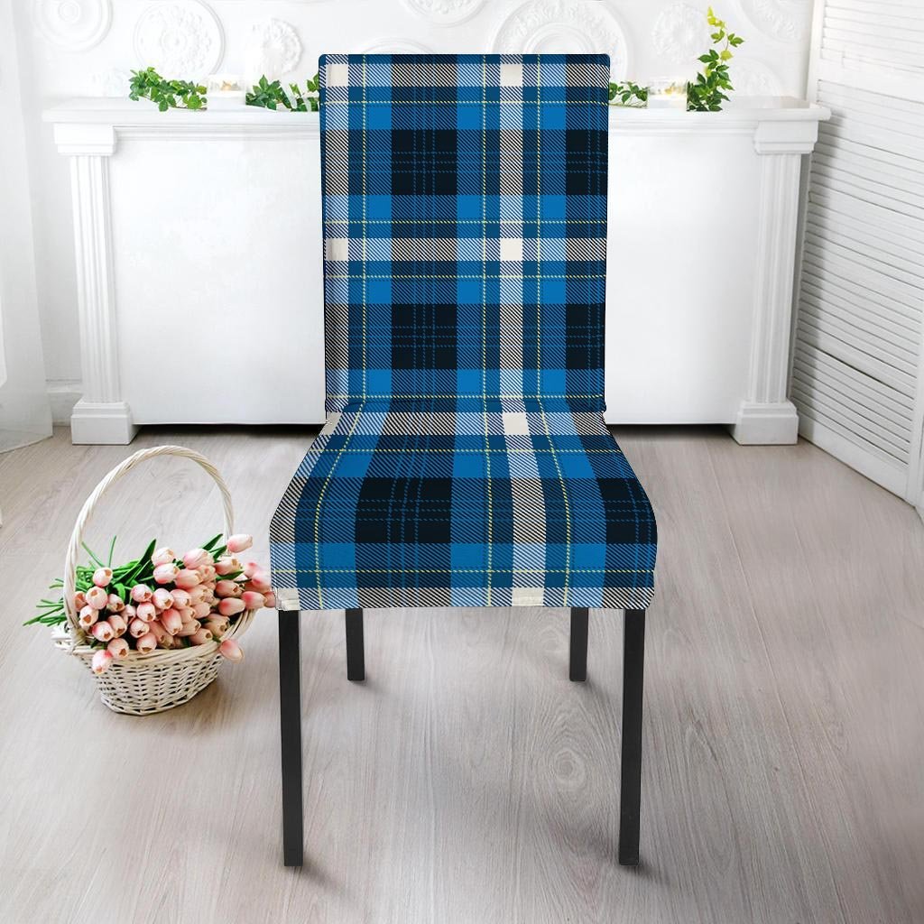 Blue Plaid Tartan Scottish Chair Cover-grizzshop