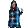 Blue Plaid Tartan Scottish Hoodie Dress-grizzshop