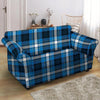 Blue Plaid Tartan Scottish Loveseat Cover-grizzshop