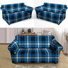 Blue Plaid Tartan Scottish Loveseat Cover-grizzshop