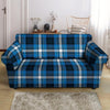 Blue Plaid Tartan Scottish Loveseat Cover-grizzshop