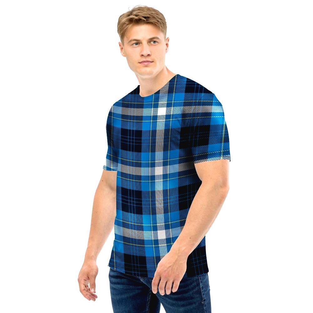 Blue Plaid Tartan Scottish Men T Shirt-grizzshop