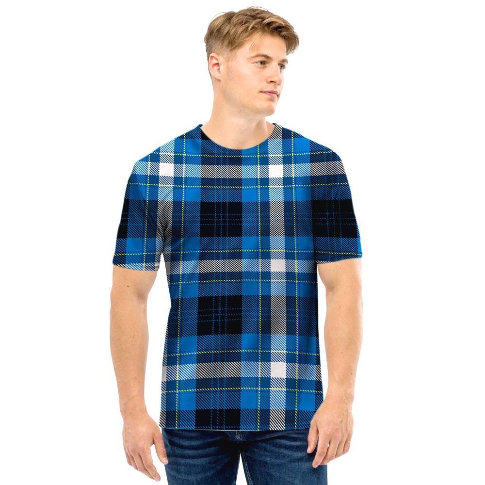 Blue Plaid Tartan Scottish Men T Shirt-grizzshop