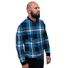 Blue Plaid Tartan Scottish Men's Bomber Jacket-grizzshop