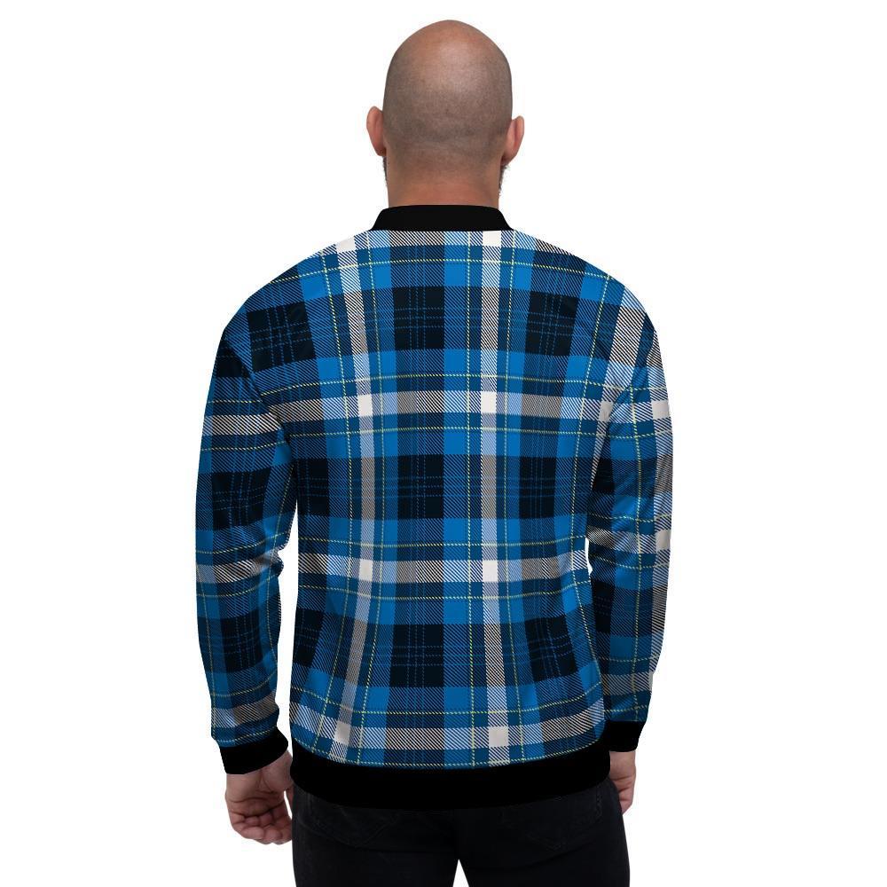 Blue Plaid Tartan Scottish Men's Bomber Jacket-grizzshop