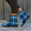 Blue Plaid Tartan Scottish Men's Boots-grizzshop