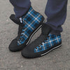 Blue Plaid Tartan Scottish Men's High Top Shoes-grizzshop