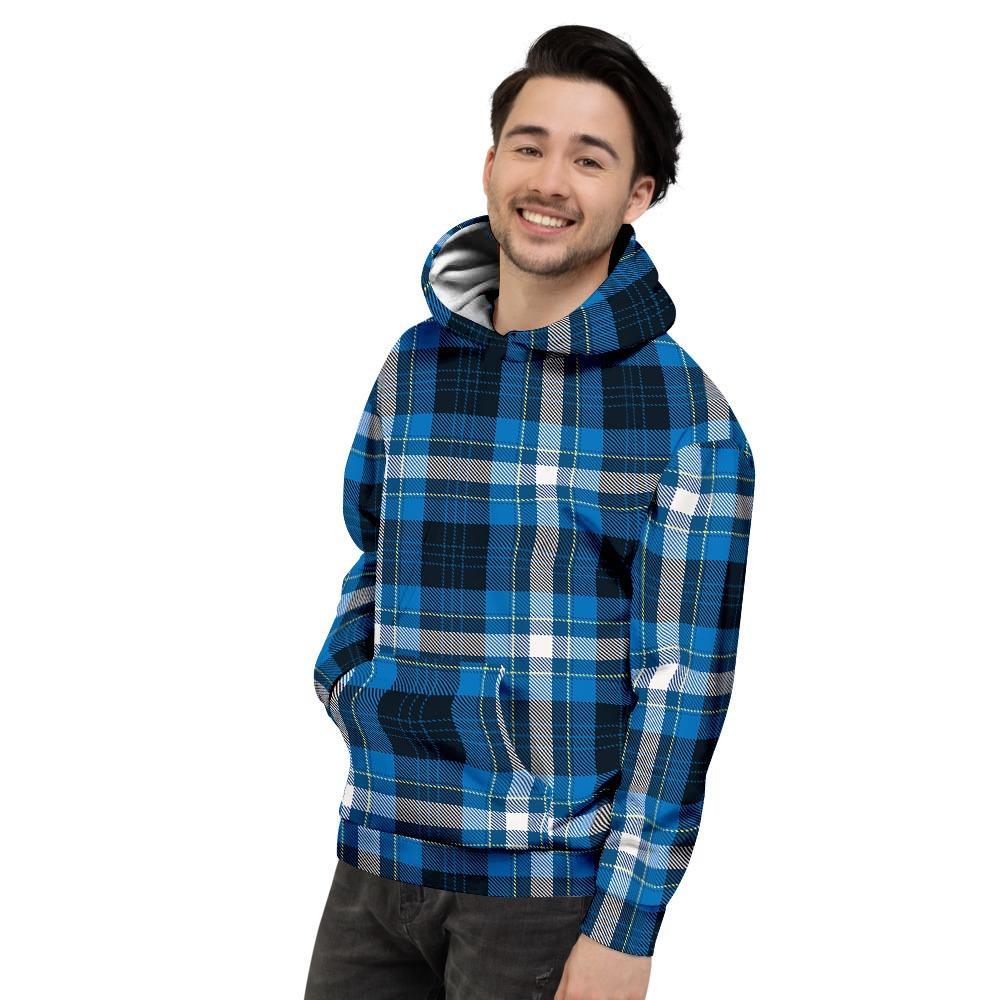 Blue Plaid Tartan Scottish Men's Hoodie-grizzshop