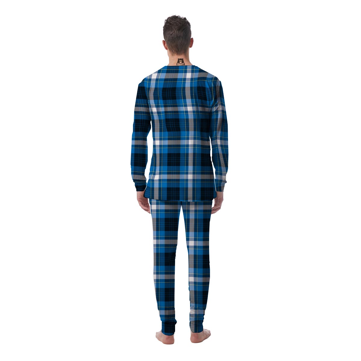 Blue Plaid Tartan Scottish Men's Pajamas-grizzshop