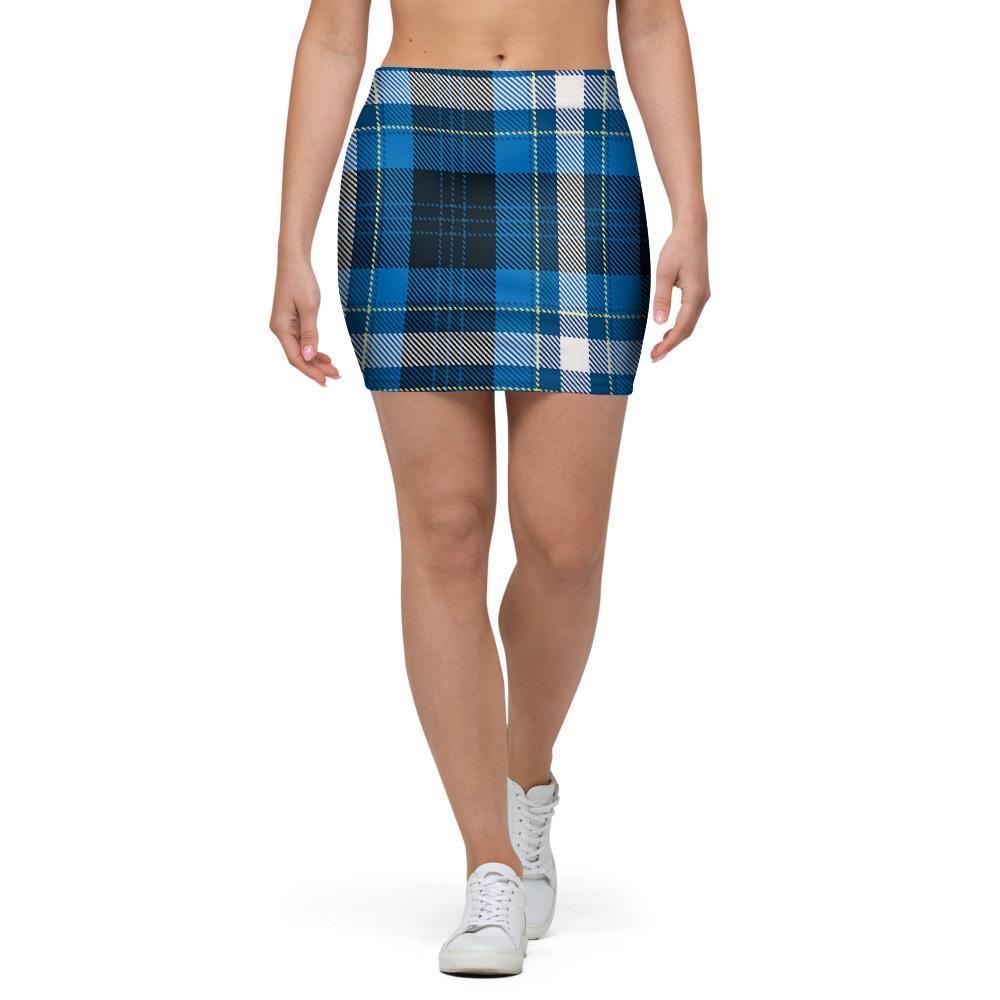 Blue Plaid Tartan Scottish Mini Skirt-grizzshop