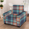 Blue Plaid Tartan Scottish Print Armchair Cover-grizzshop