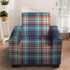 Blue Plaid Tartan Scottish Print Armchair Cover-grizzshop