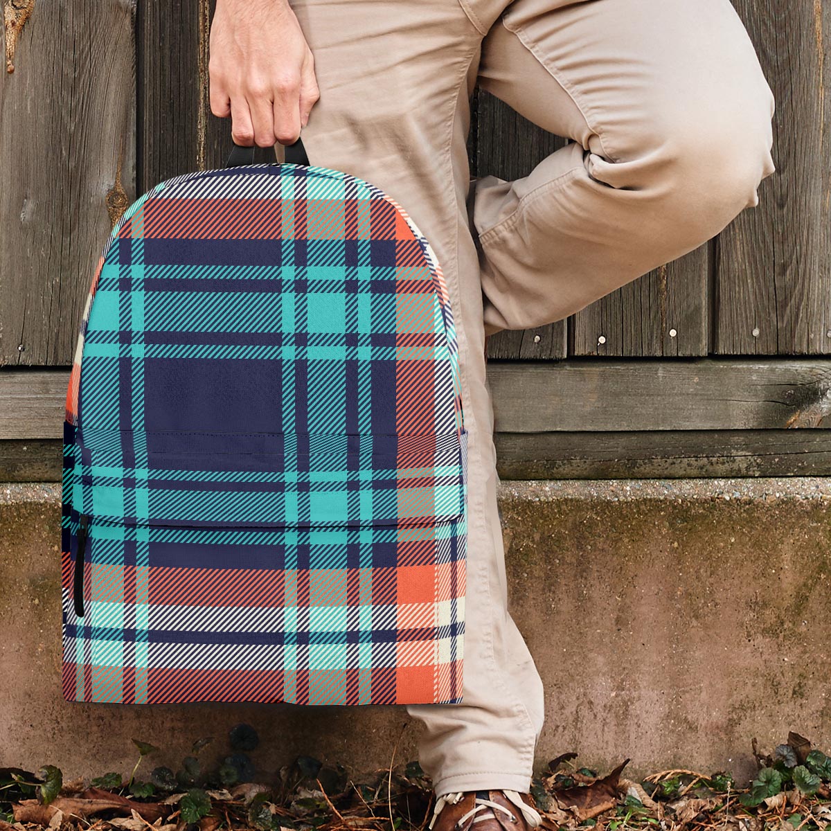 Blue Plaid Tartan Scottish Print Backpack-grizzshop