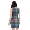 Blue Plaid Tartan Scottish Print Bodycon Dress-grizzshop