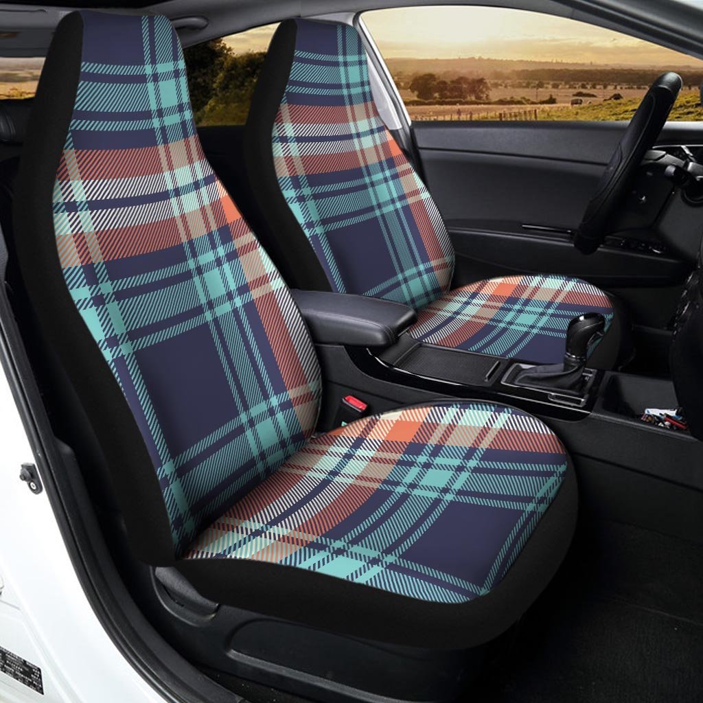 Blue Plaid Tartan Scottish Print Car Seat Covers-grizzshop