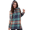 Blue Plaid Tartan Scottish Print Hoodie Dress-grizzshop