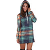 Blue Plaid Tartan Scottish Print Hoodie Dress-grizzshop