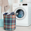 Blue Plaid Tartan Scottish Print Laundry Basket-grizzshop