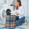 Blue Plaid Tartan Scottish Print Laundry Basket-grizzshop