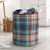 Blue Plaid Tartan Scottish Print Laundry Basket-grizzshop