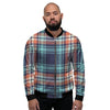 Blue Plaid Tartan Scottish Print Men's Bomber Jacket-grizzshop