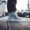 Blue Plaid Tartan Scottish Print Men's High Top Shoes-grizzshop