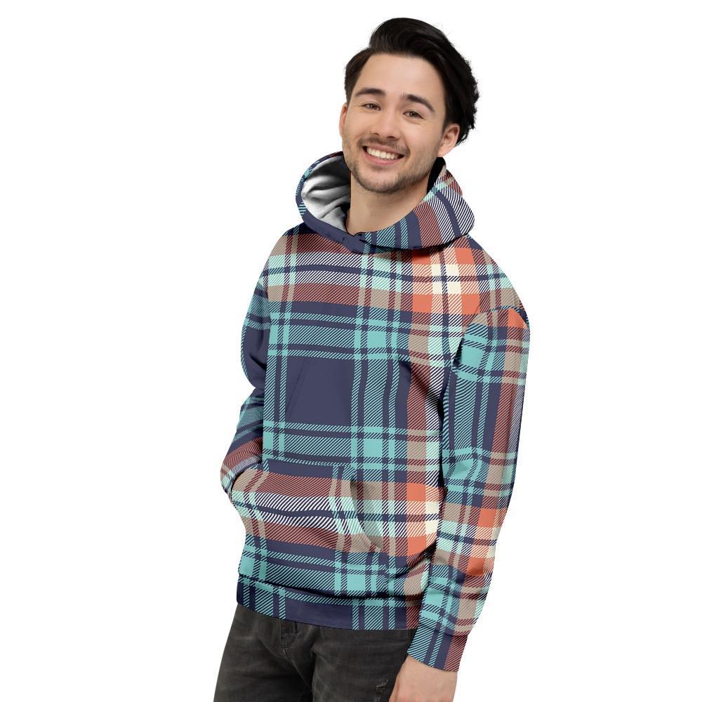 Blue Plaid Tartan Scottish Print Men's Hoodie-grizzshop