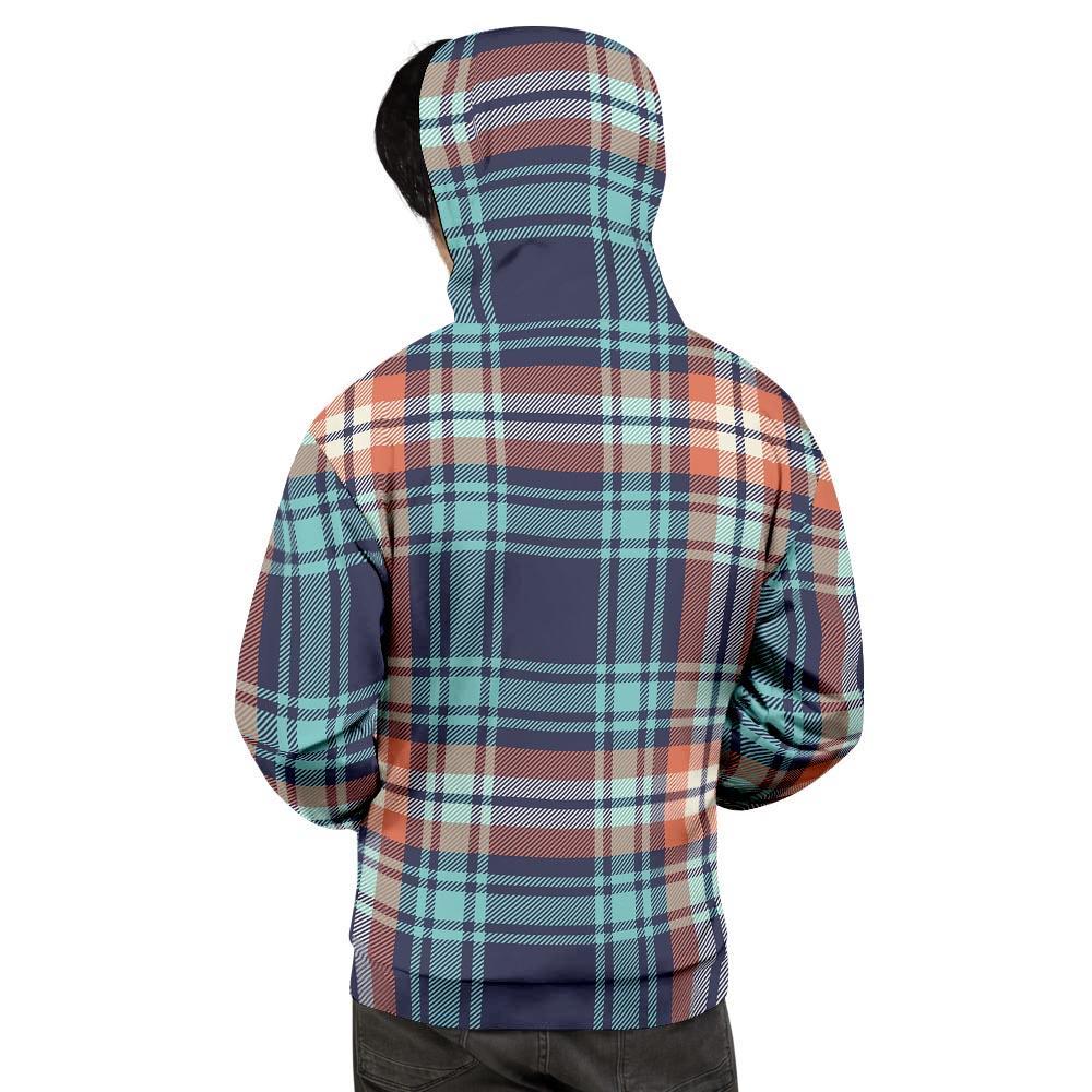 Blue Plaid Tartan Scottish Print Men's Hoodie-grizzshop