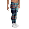 Blue Plaid Tartan Scottish Print Men's Leggings-grizzshop