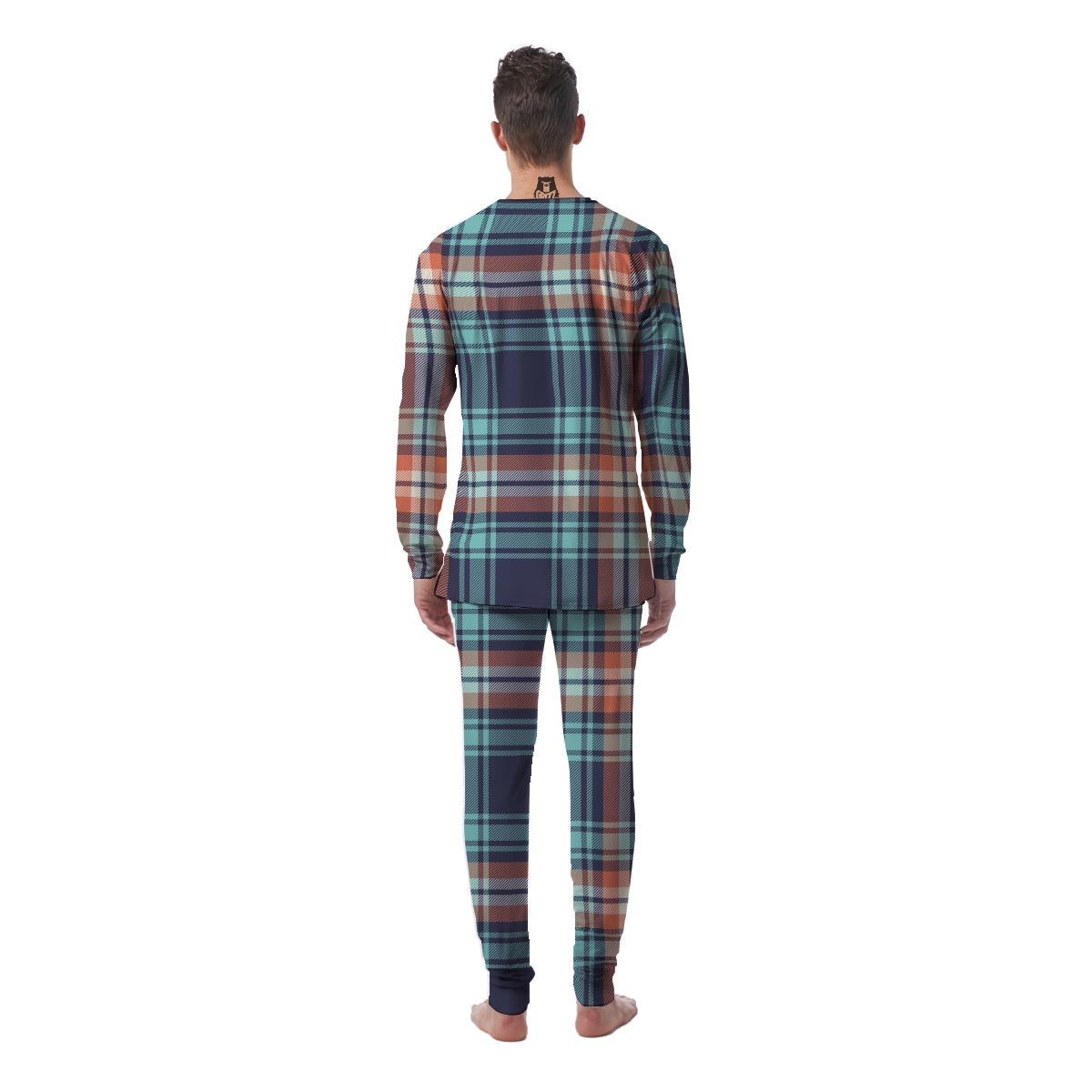 Blue Plaid Tartan Scottish Print Men's Pajamas-grizzshop