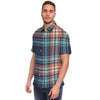 Blue Plaid Tartan Scottish Print Men's Short Sleeve Shirt-grizzshop