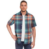 Blue Plaid Tartan Scottish Print Men's Short Sleeve Shirt-grizzshop