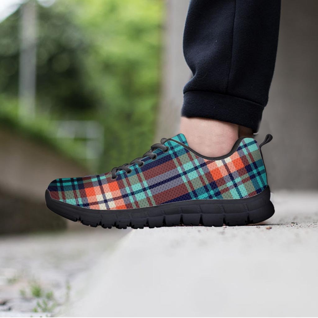 Blue Plaid Tartan Scottish Print Men's Sneakers-grizzshop