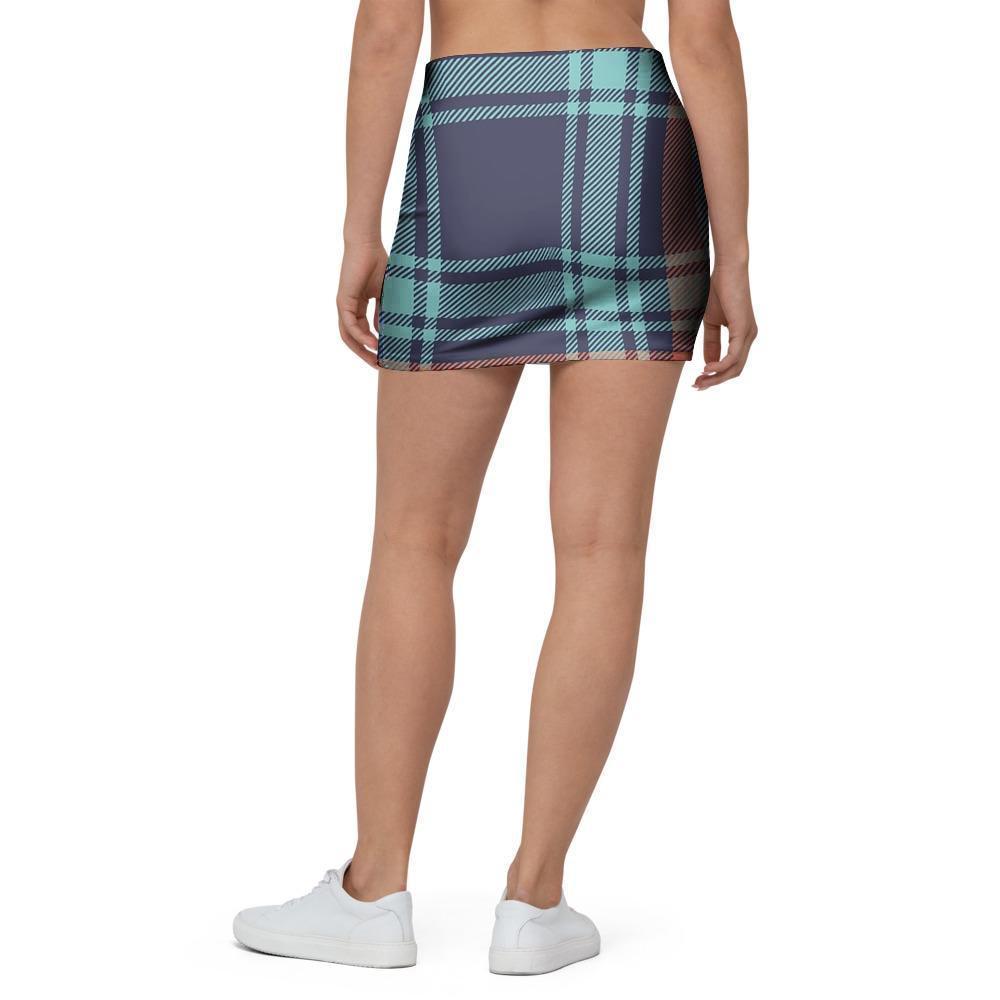 Blue Plaid Tartan Scottish Print Mini Skirt-grizzshop