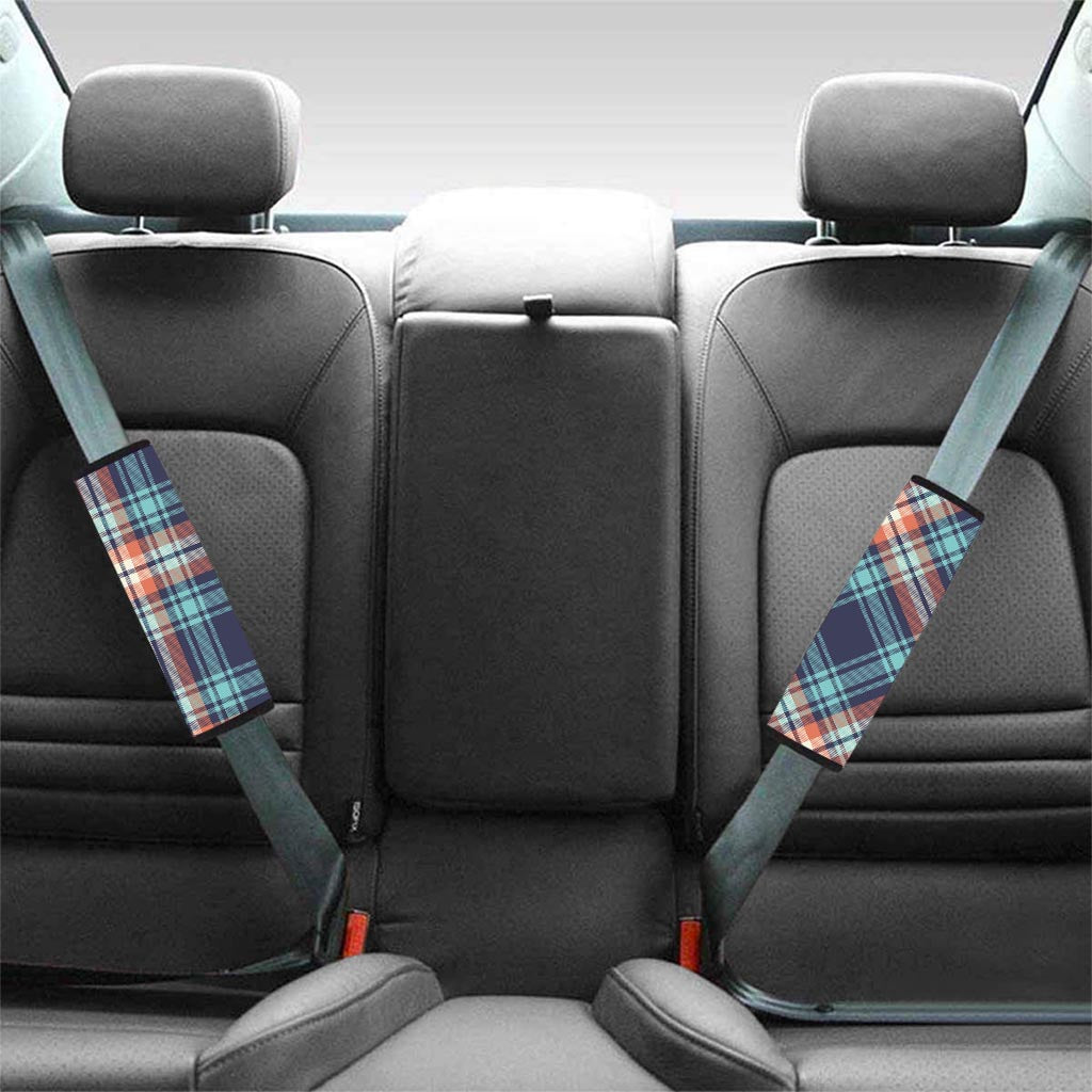 Blue Plaid Tartan Scottish Print Seat Belt Cover-grizzshop