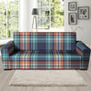 Blue Plaid Tartan Scottish Print Sofa Cover-grizzshop