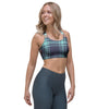 Blue Plaid Tartan Scottish Print Sports Bra-grizzshop