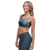 Blue Plaid Tartan Scottish Print Sports Bra-grizzshop