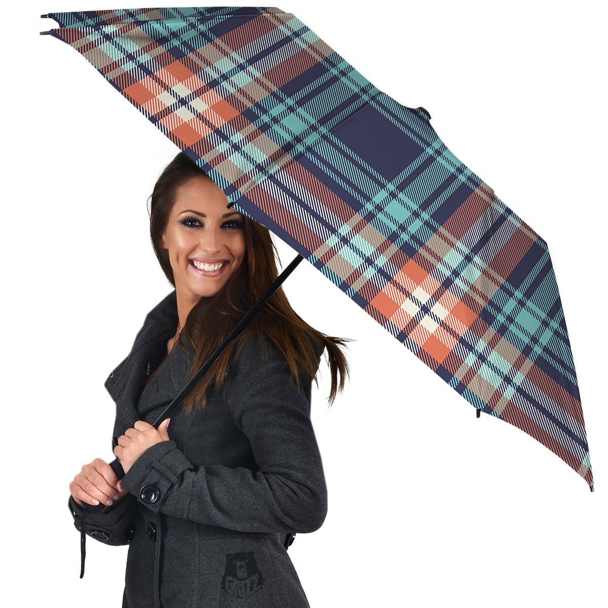 Blue Plaid Tartan Scottish Print Umbrella-grizzshop