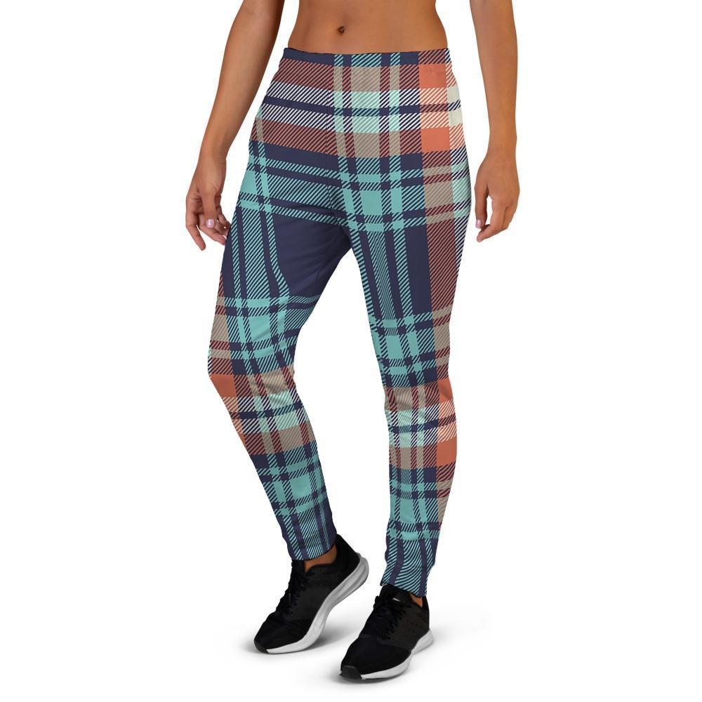 Blue Plaid Tartan Scottish Print Women's Joggers-grizzshop