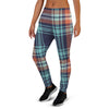 Blue Plaid Tartan Scottish Print Women's Joggers-grizzshop