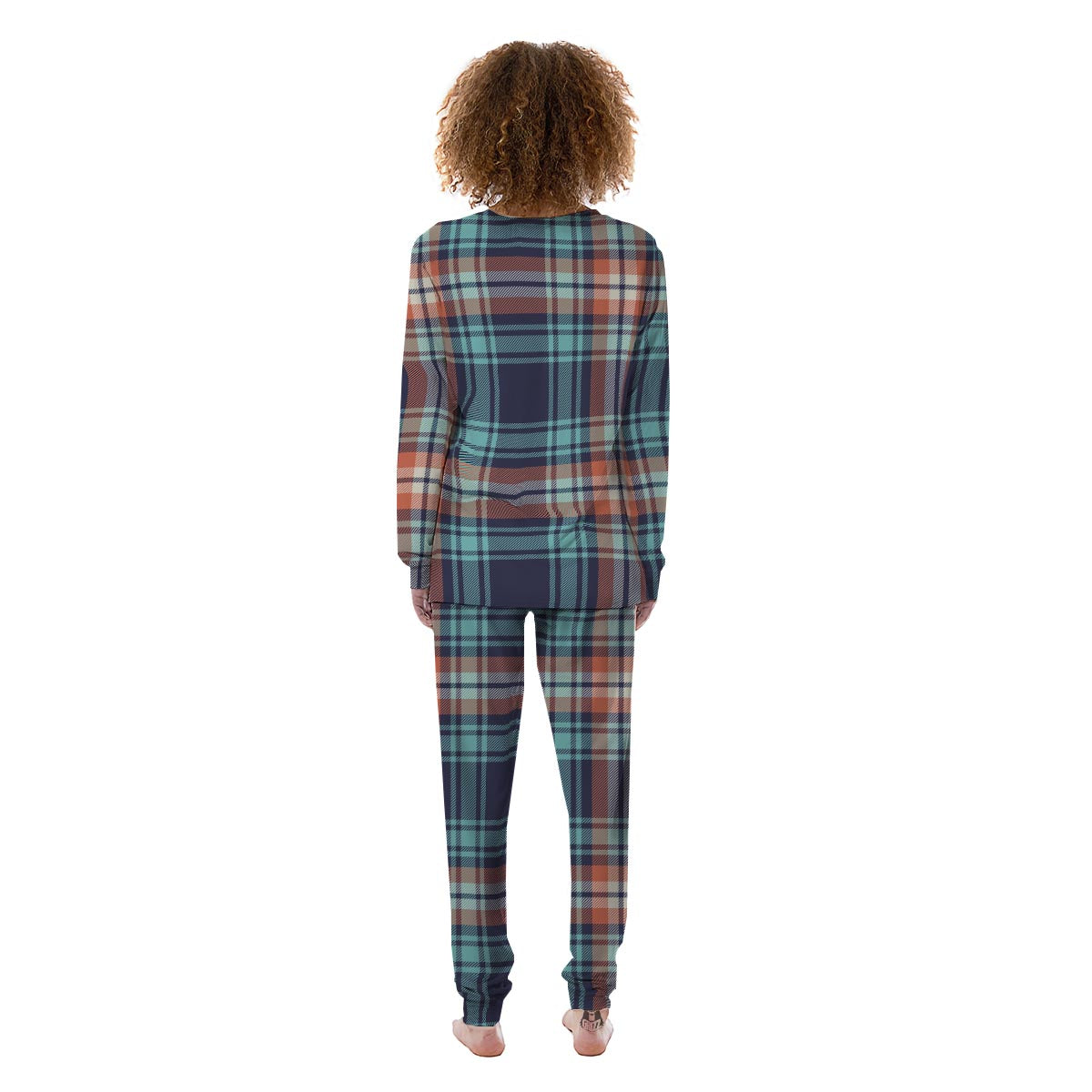 Blue Plaid Tartan Scottish Print Women's Pajamas-grizzshop