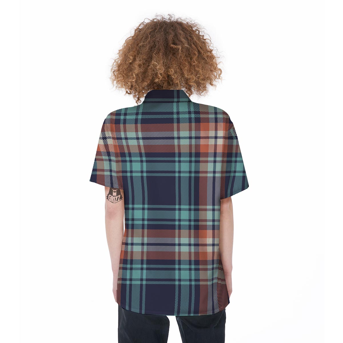 Blue Plaid Tartan Scottish Print Women's Short Sleeve Shirts-grizzshop