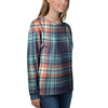 Blue Plaid Tartan Scottish Print Women's Sweatshirt-grizzshop