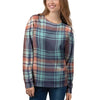 Blue Plaid Tartan Scottish Print Women's Sweatshirt-grizzshop