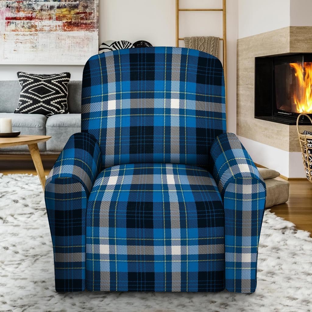 Blue Plaid Tartan Scottish Recliner Cover-grizzshop